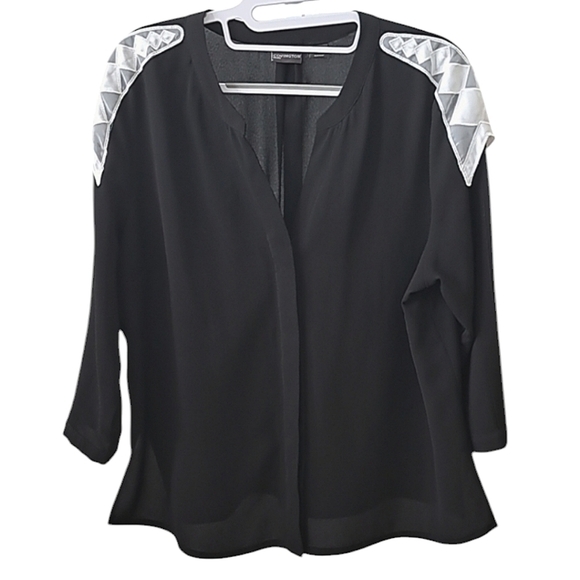 Covington Dressy Black Top With Shoulder Accents Size XLP - Picture 1 of 7